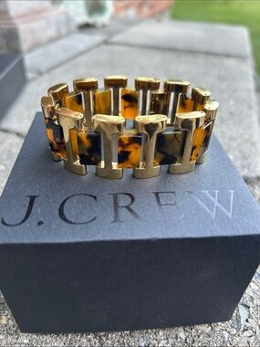NWOT J. Crew Tortoiseshell and Gold Link Bracelet